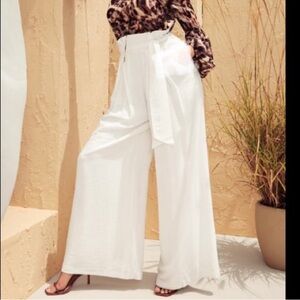 Jealous Tomato White Wide-Leg Tie Front Pants size L